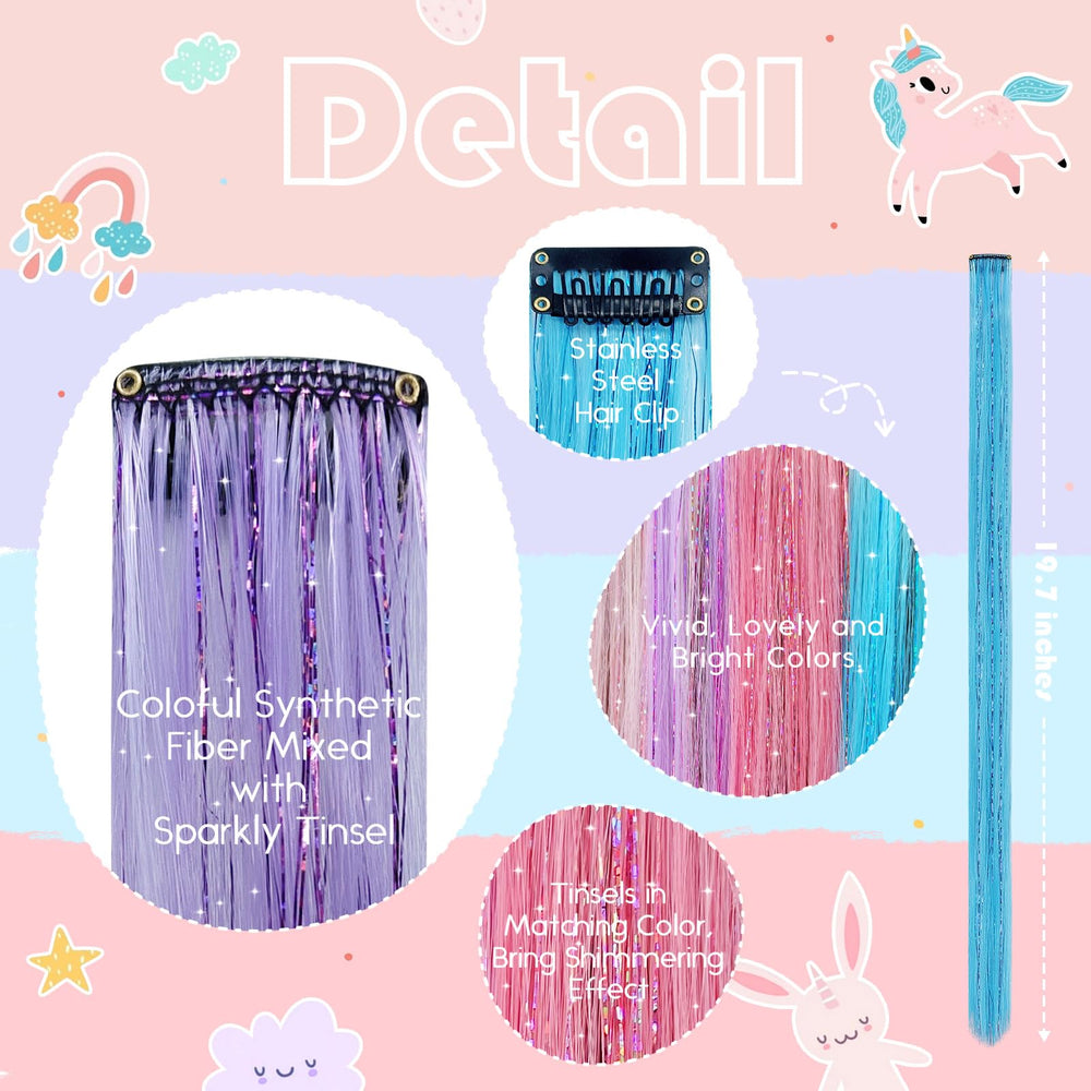 Z-CHARMMY kit hilos fantasía azul cielo, práctico para peinados fáciles