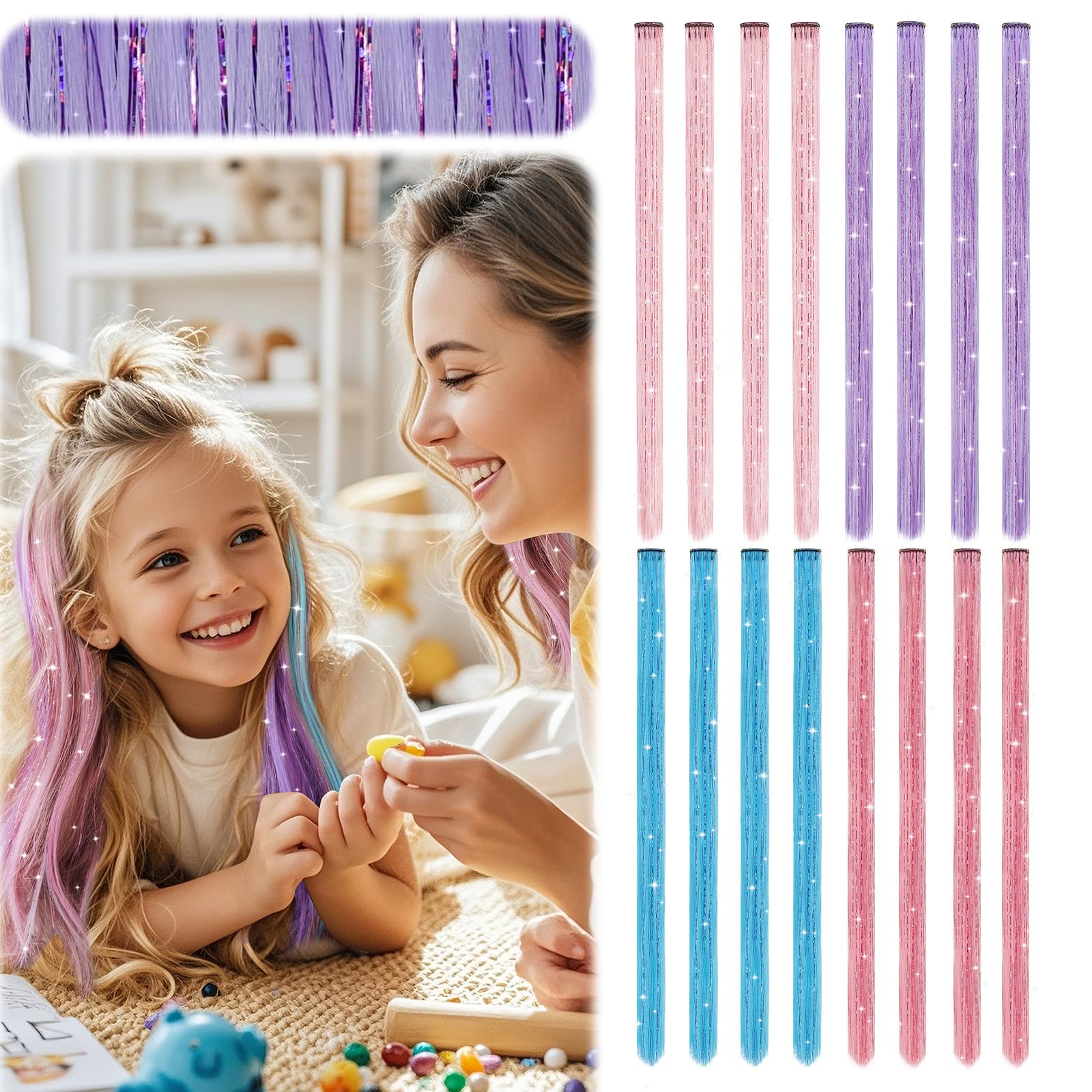 Z-CHARMMY kit hilos fantasía rosa, ideal para peinados divertidos