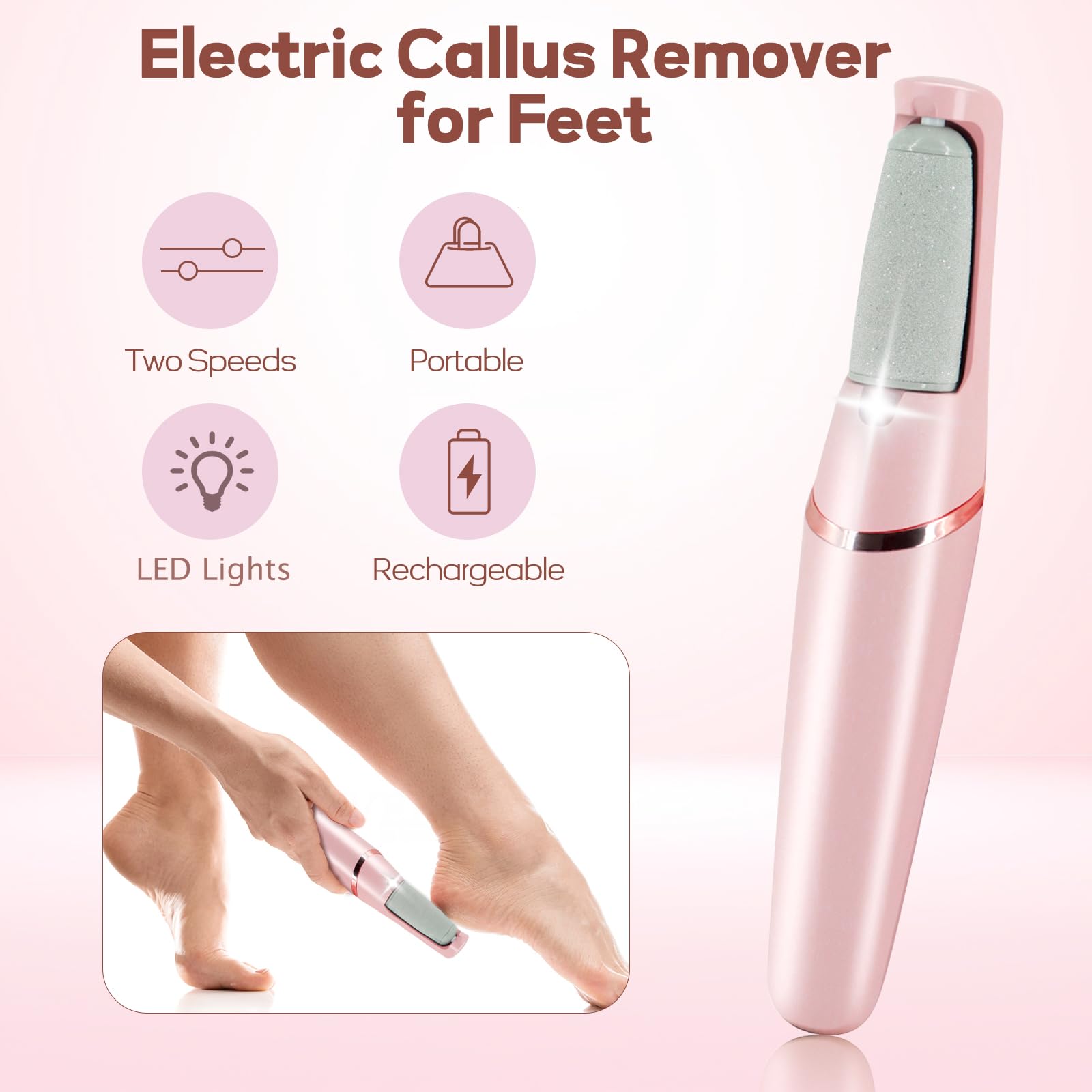ZABOUL pedicure wand with roller heads enables versatile smoothing and polishing.