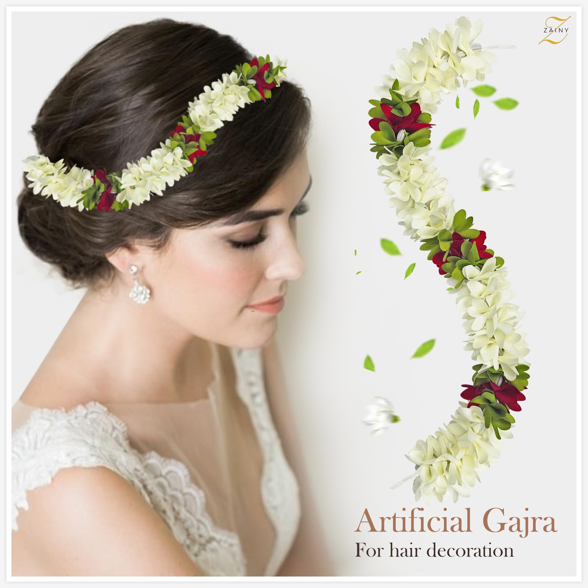 ZAINY wedding jasmine gajra accessory enhances bridal hairstyles