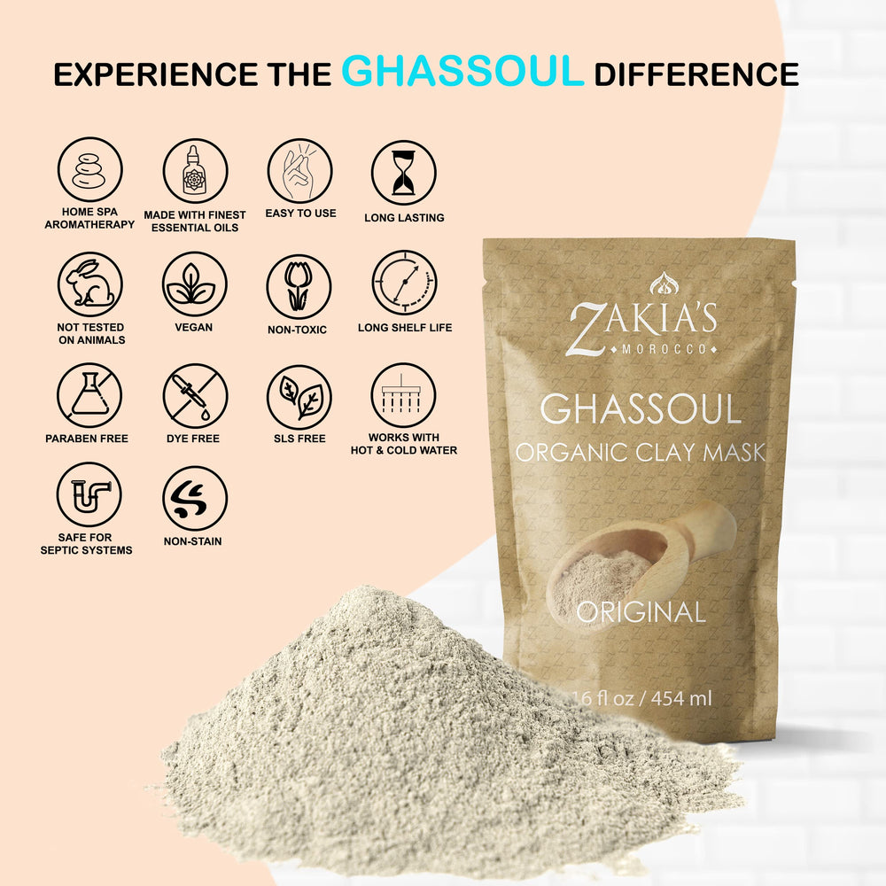 Zakia's Morocco Ghassoul Clay Mask after use shows refreshed skin and minimized pores