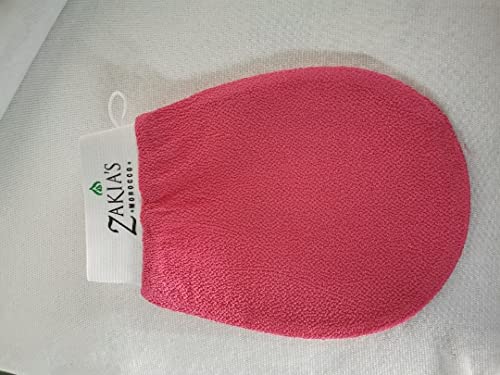 Zakia's Morocco Exfoliating glove closeup image conveys durable 100% viscose fabric for daily care
