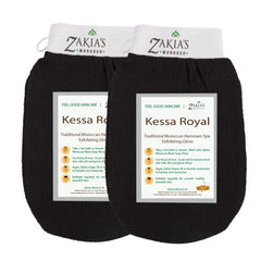 Zakia's Morocco Kessa glove pack in black for at-home exfoliation and smoother skin.