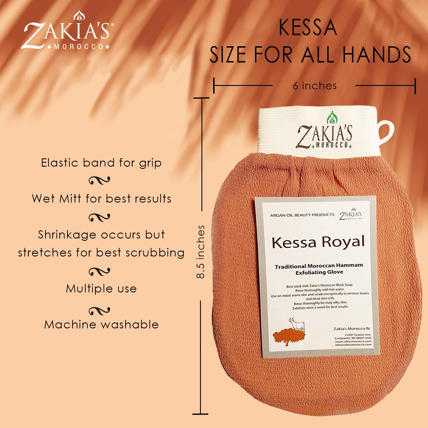 Zakia's Morocco Original Kessa Glove charcoal in shower use illustrates easy exfoliation ritual