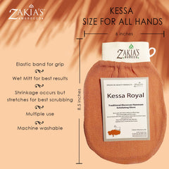 Zakia's Morocco Original Kessa Glove charcoal in shower use illustrates easy exfoliation ritual