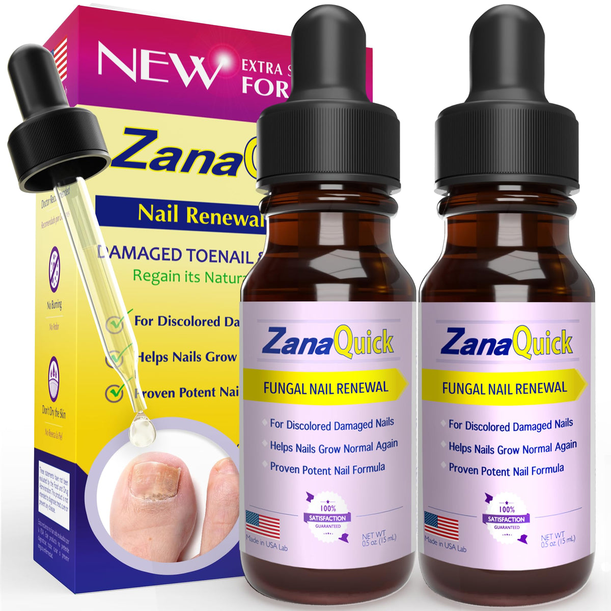 ZanaQuick extra-strength nail drops bottle for daily use and healthier-looking nails.