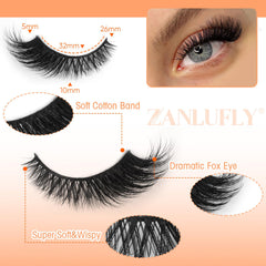 Zanlufly fox eye lashes closeup – adds volume and lift for glamorous wings.