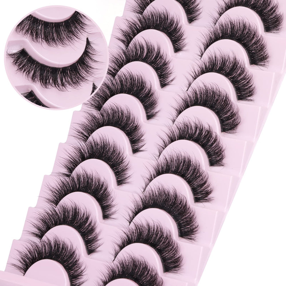 zanlufly handmade faux mink lashes nine-pair pack for lightweight daily wear.