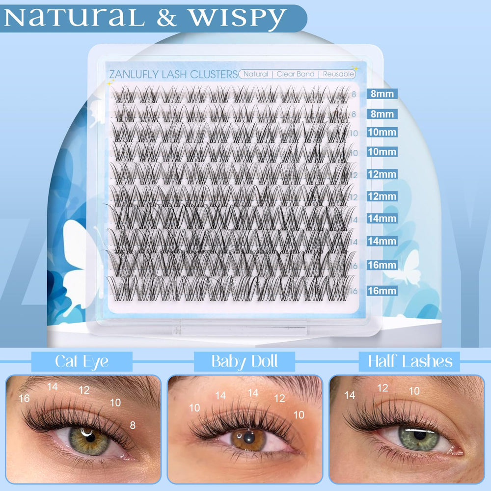 ZANLUFLY invisible-band cluster lashes for seamless, natural-looking eyes