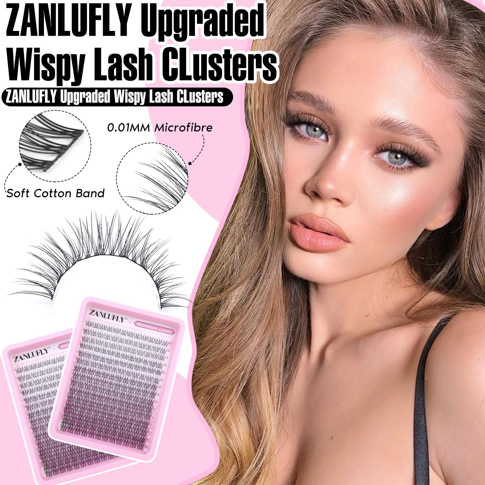 Zanlufly lash clusters 10mm-wispy create gentle definition for daytime looks.