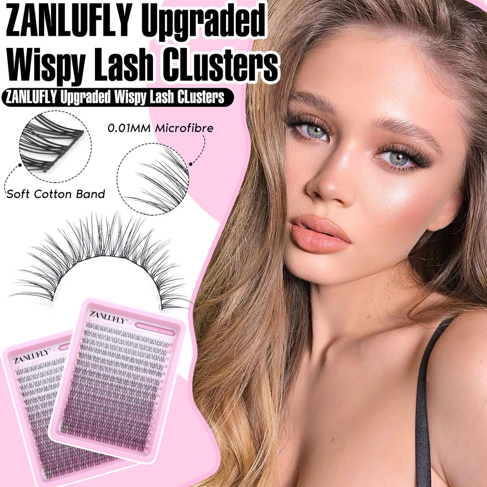 Zanlufly lash clusters 10mm-wispy create gentle definition for daytime looks.