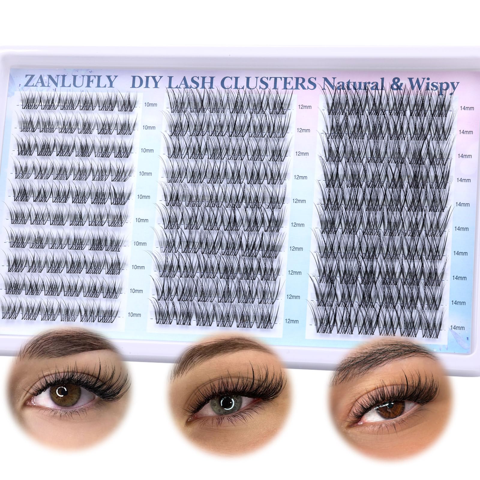 Zanlufly length range 10-14mm lashes offering versatile styling options.