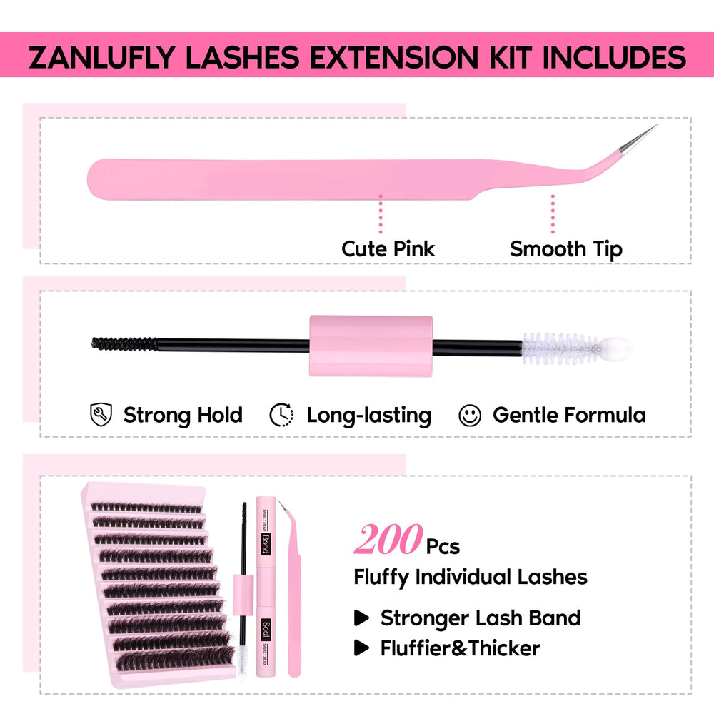 Zanlufly lash bond and seal shown for secure, long-lasting wear.
