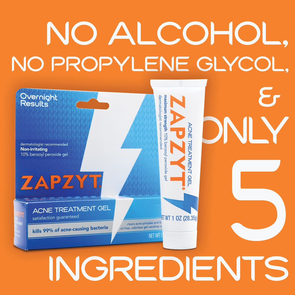 Zapzyt gel texture closeup highlighting non-greasy, clear-drying formula.