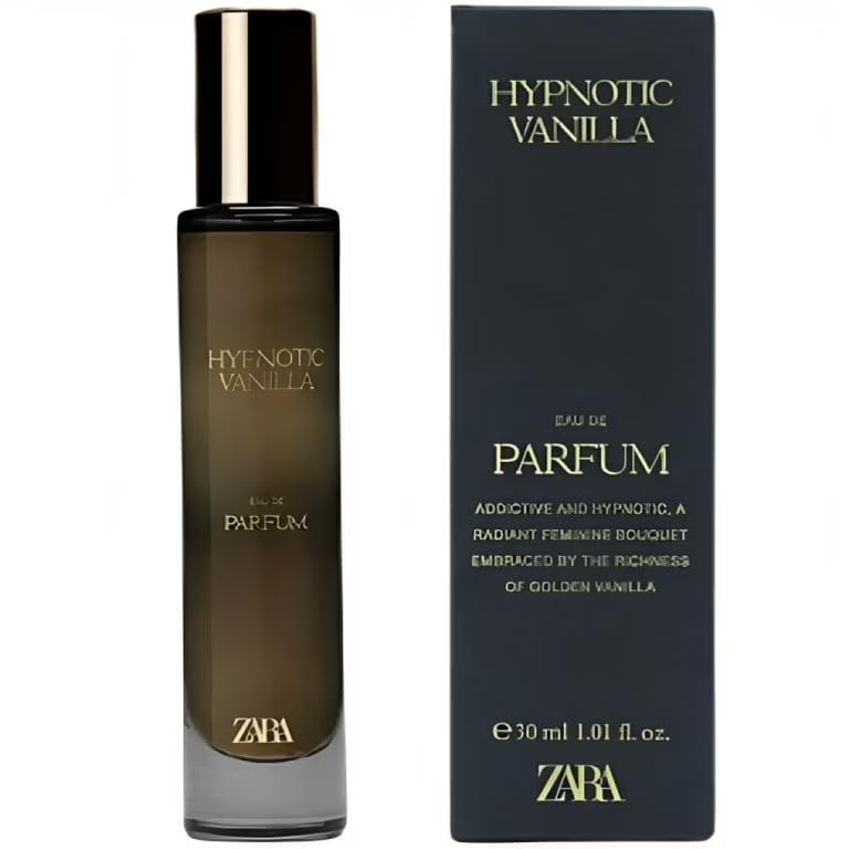 Zara Hypnotic Vanilla perfume bottle highlighting warm vanilla notes for evening wear