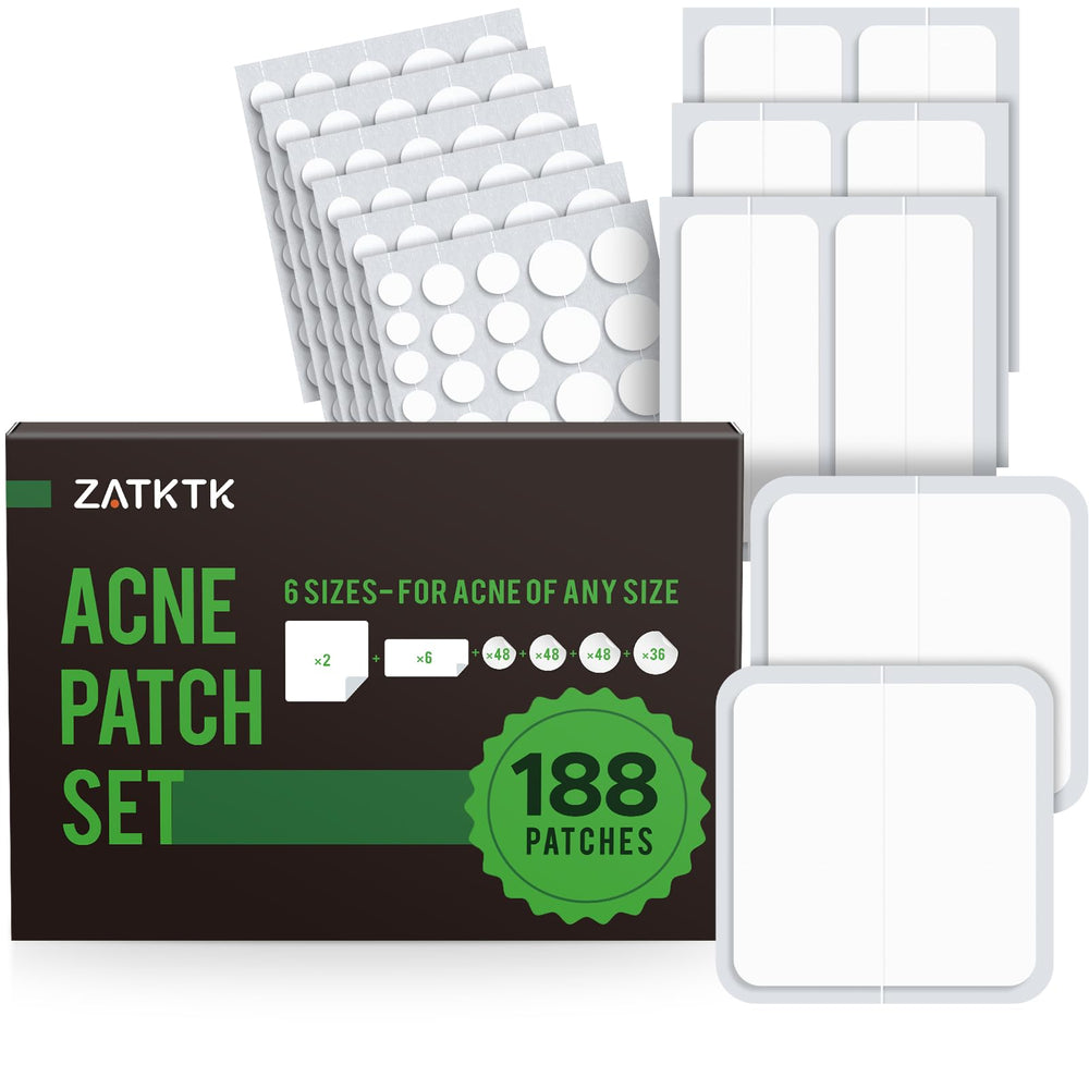 ZATKTK Pimple Patches pack shot with six sizes for flexible coverage.