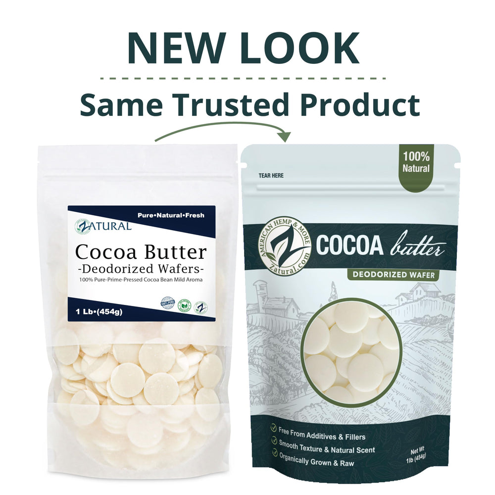 Zatural raw cocoa butter wafers melt-ready texture ideal for double boiler or microwave
