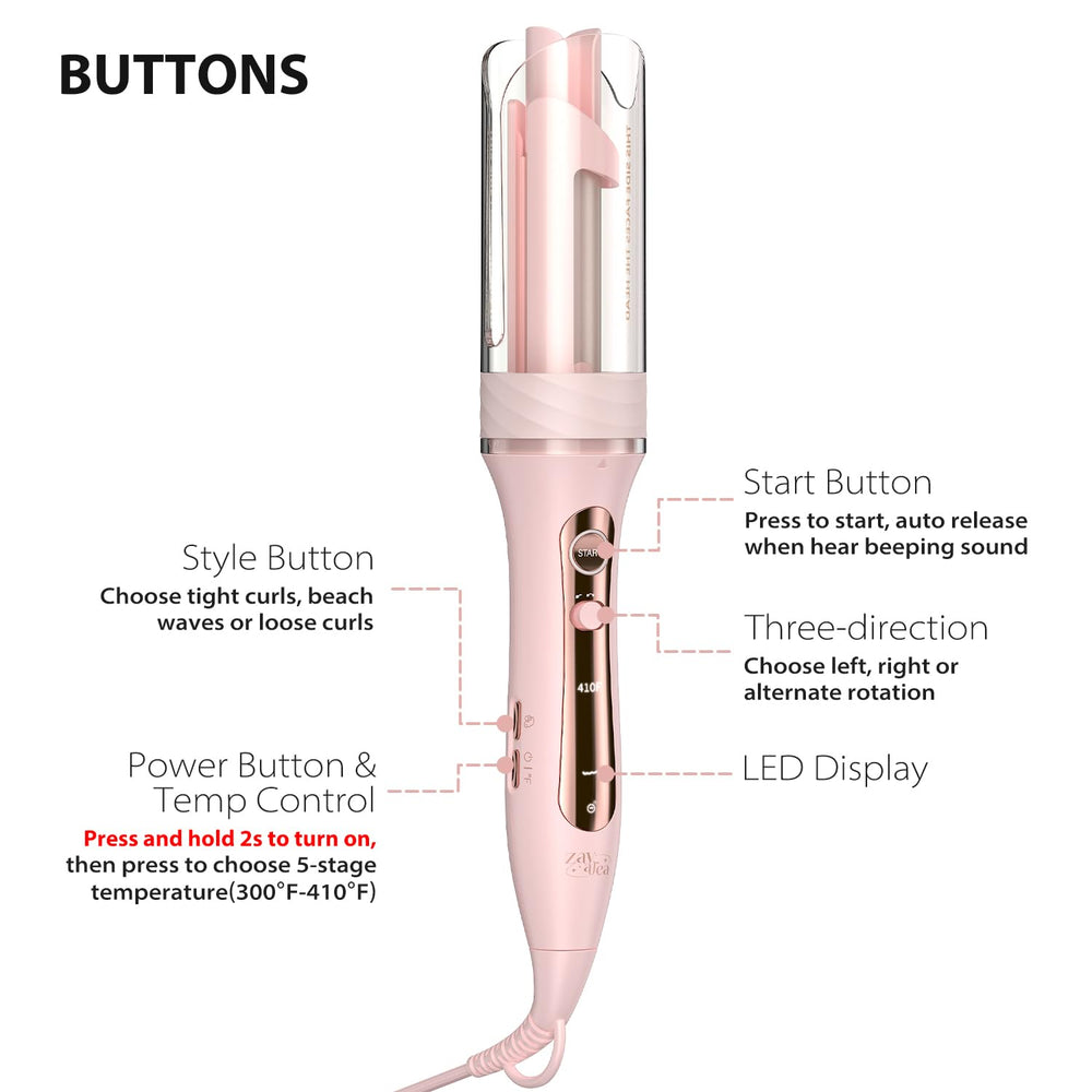 Zavarea ceramic barrel with negative ion care reduces frizz.