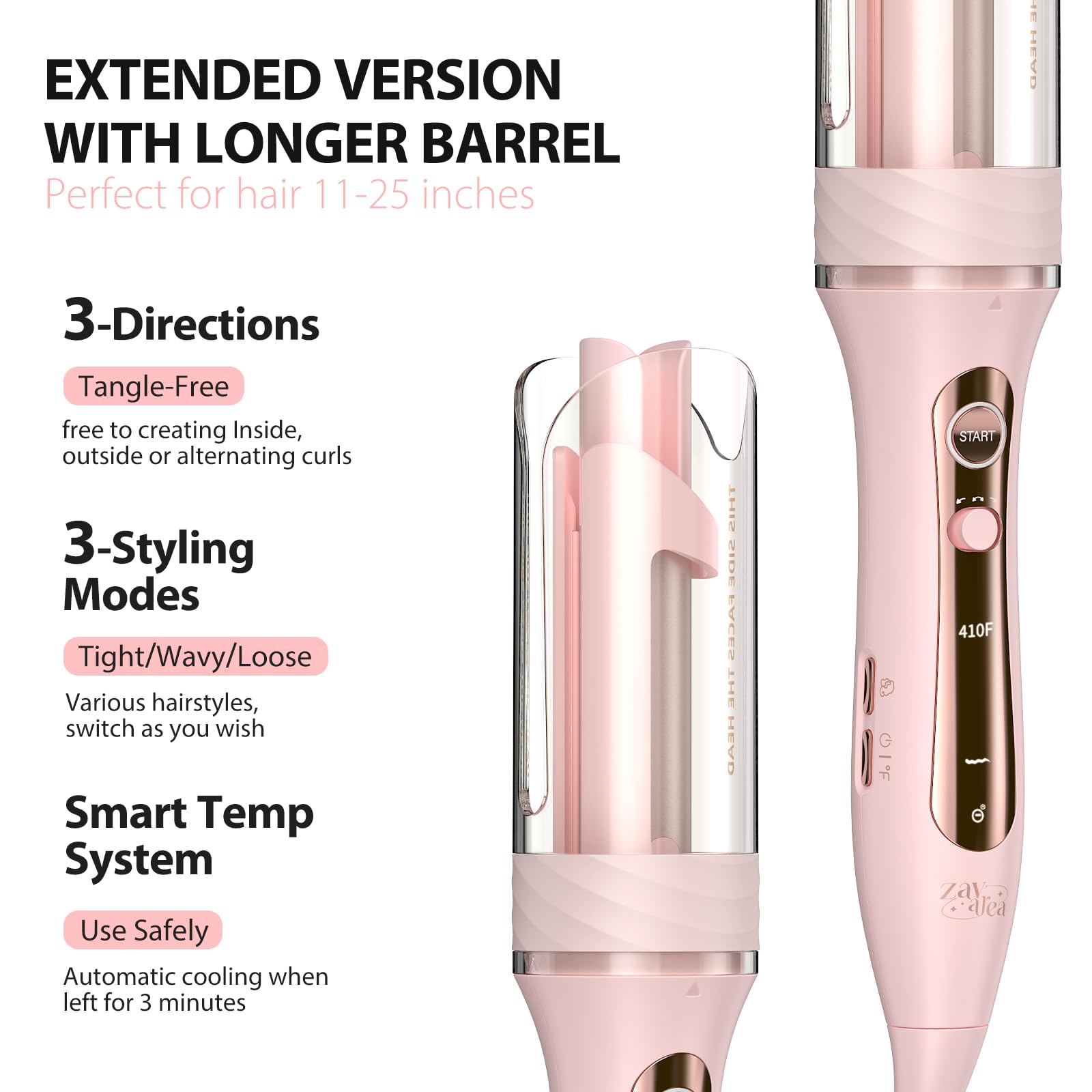 Zavarea long 3.2-inch barrel suits medium to long hair.