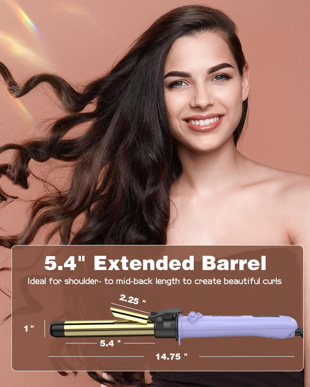 zavarea-purple-automatic-curler close-up showcases vibrant finish and user-friendly design.
