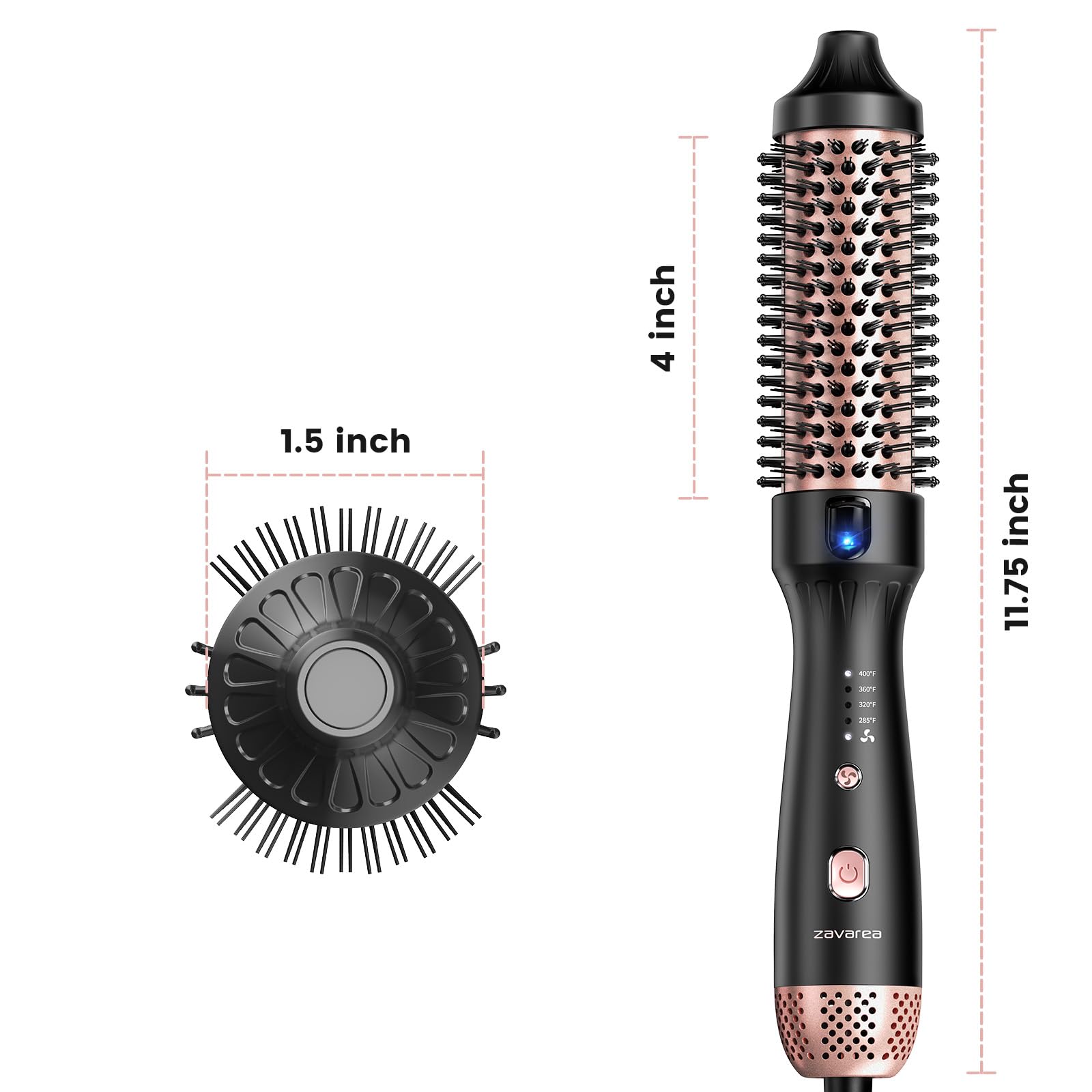 Zavarea Thermal Brush 360 swivel cord improves maneuverability during sessions.