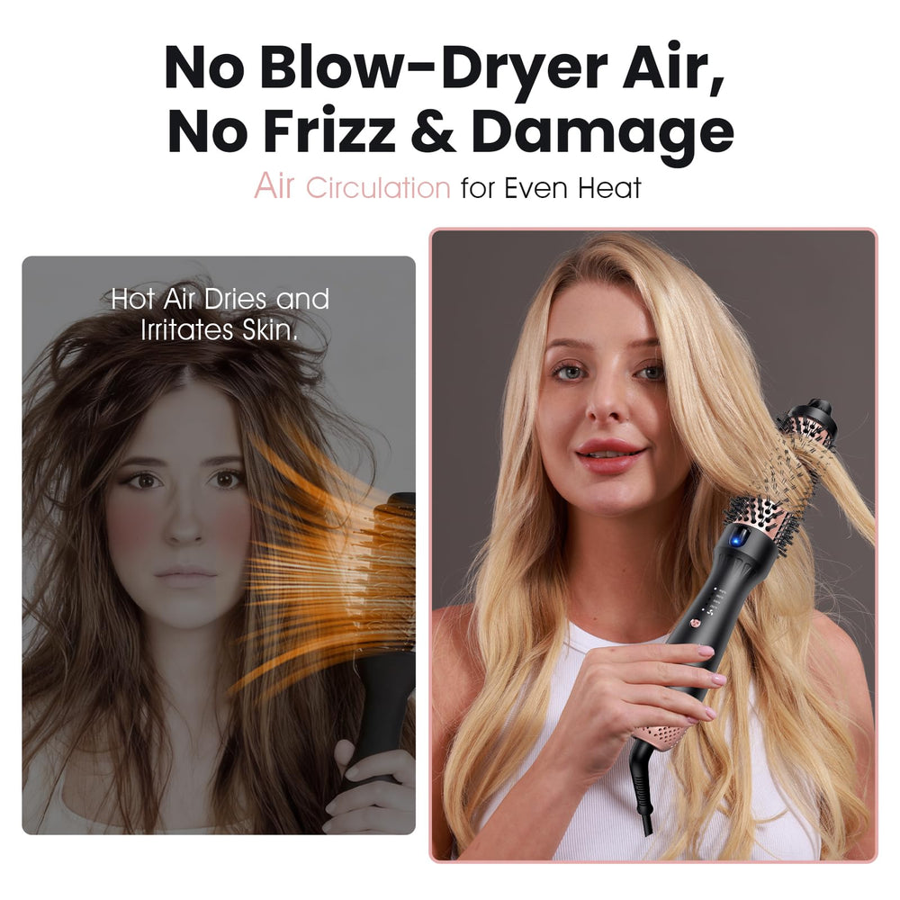 Zavarea Thermal Brush heat settings display for tailored control.