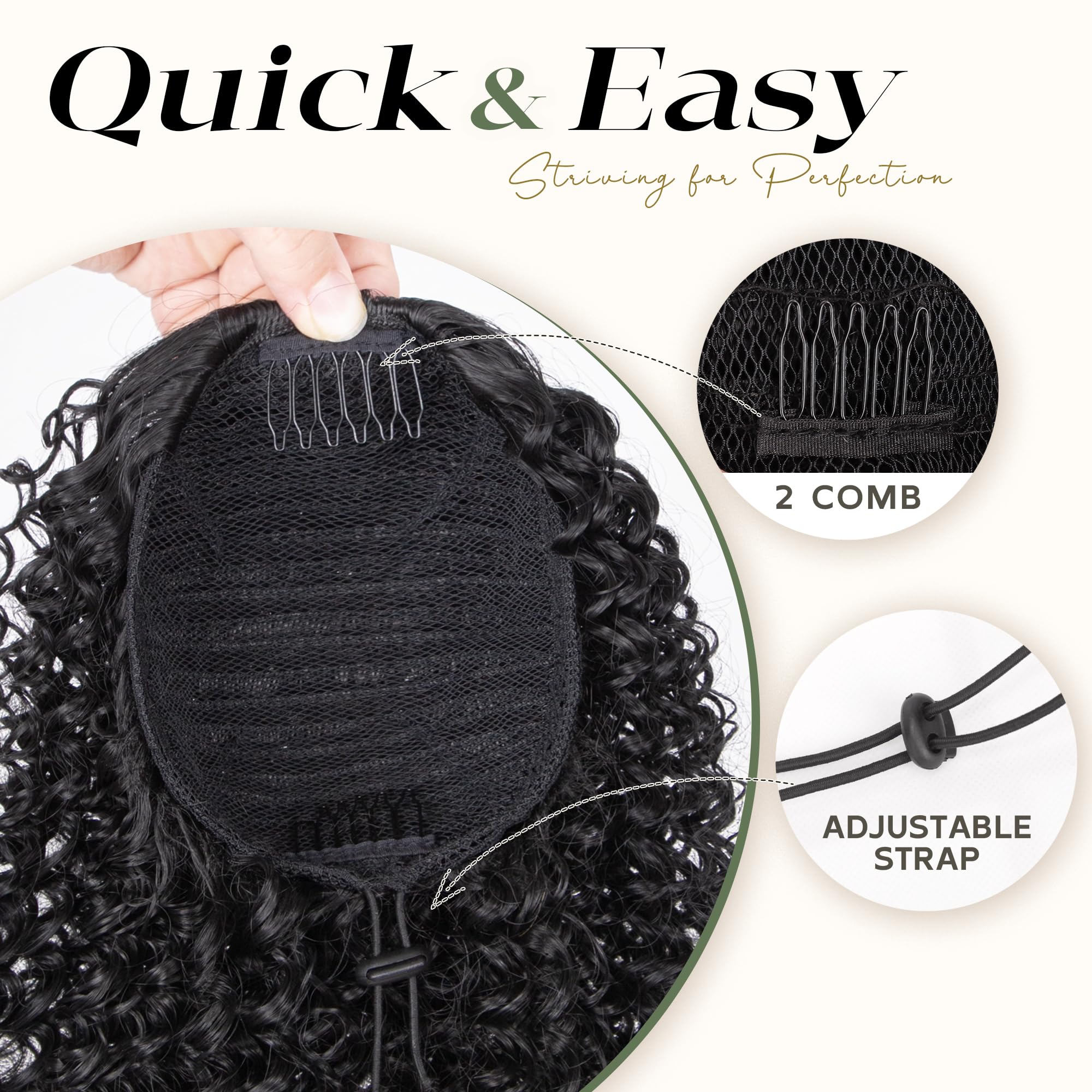 ZAVIDE daily-use curly ponytail shown for versatile styling with outfits.