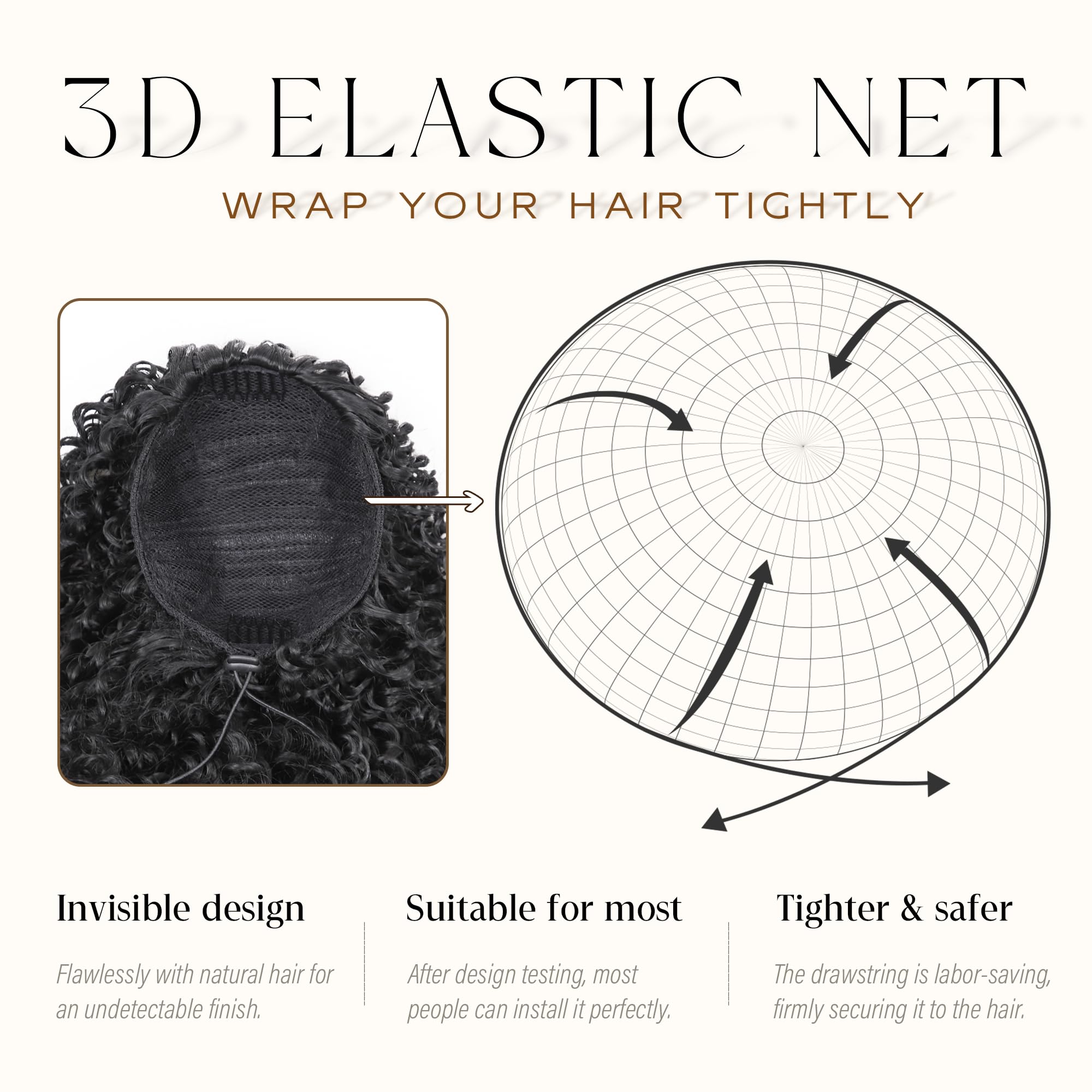 ZAVIDE ponytail clip-attached view highlights extra security for busy days.
