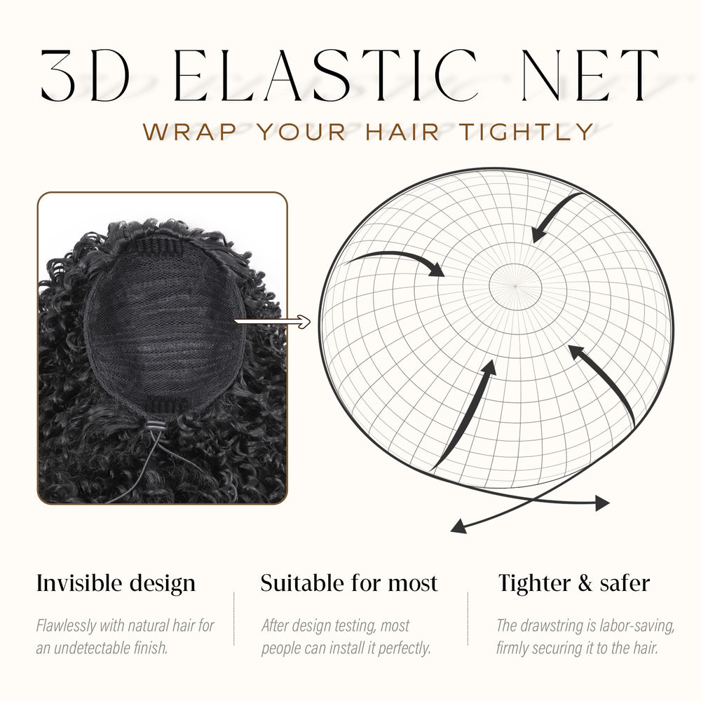 ZAVIDE ponytail clip-attached view highlights extra security for busy days.