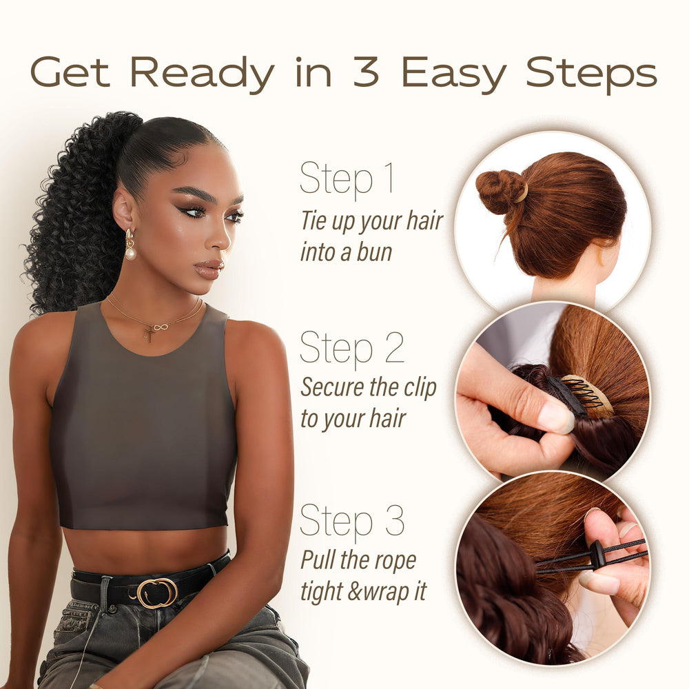 ZAVIDE Ponytail de longitud moderada para combinar con estilos.