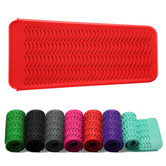 ZAXOP red silicone mat pouch for flat iron shows heat-safe resting surface for styling