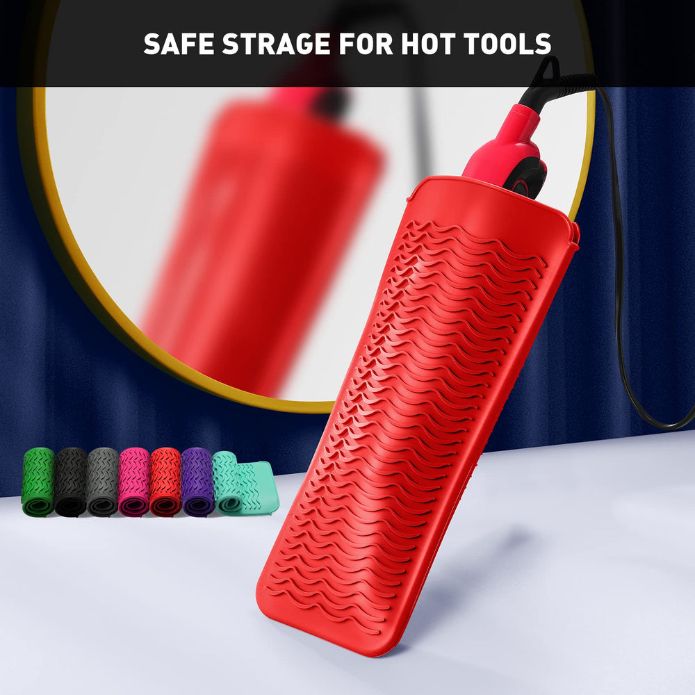 ZAXOP red silicone mat pouch safety storage protects surfaces and bags from heat