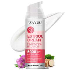 ZAYUU Estriol Face Cream bottle with pump provides daily moisturizing support for skin comfort.
