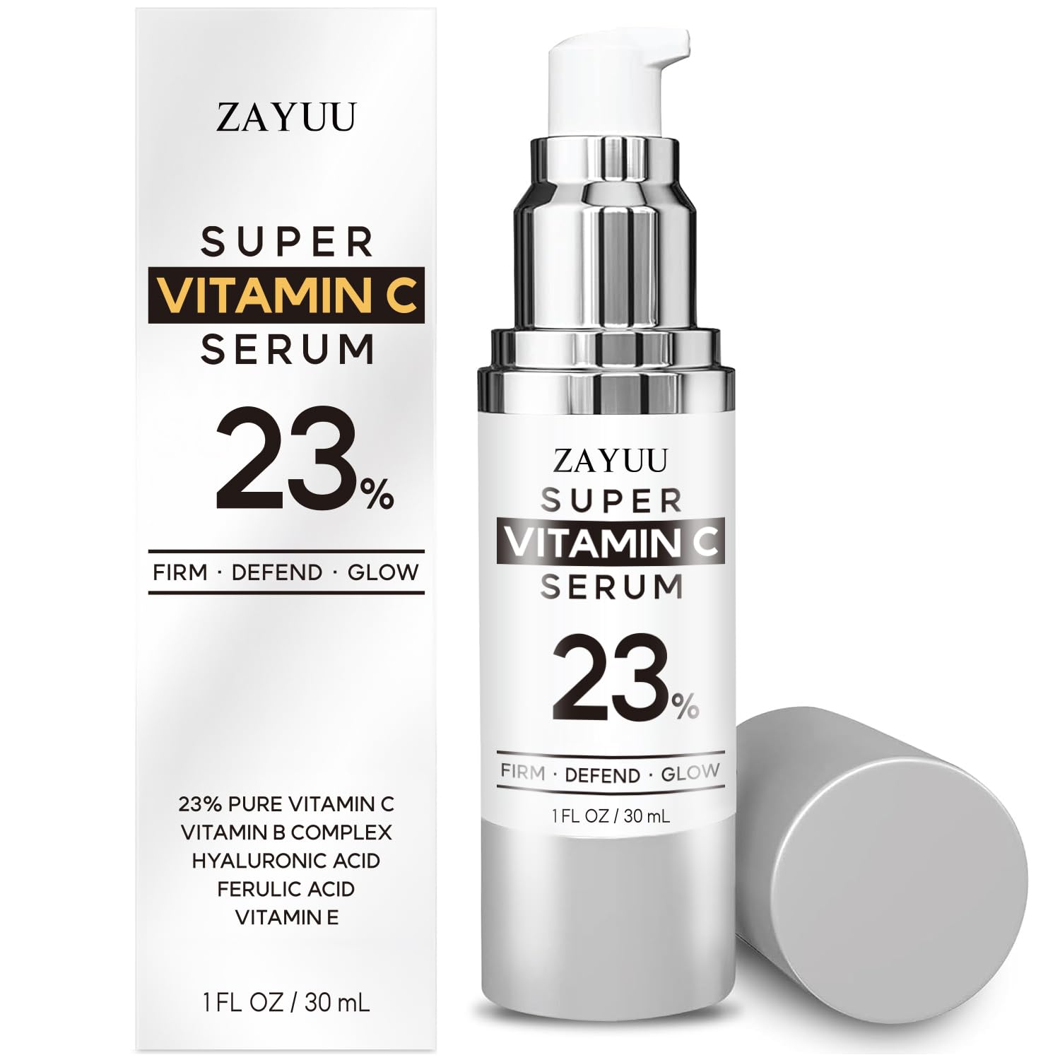 ZAYUU Korean Vitamin C Serum bottle—brightening formula for even skin tone.