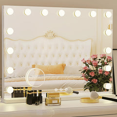 ZazaFi Hollywood Vanity Mirror front view with 15 LEDs for bright, even makeup lighting.