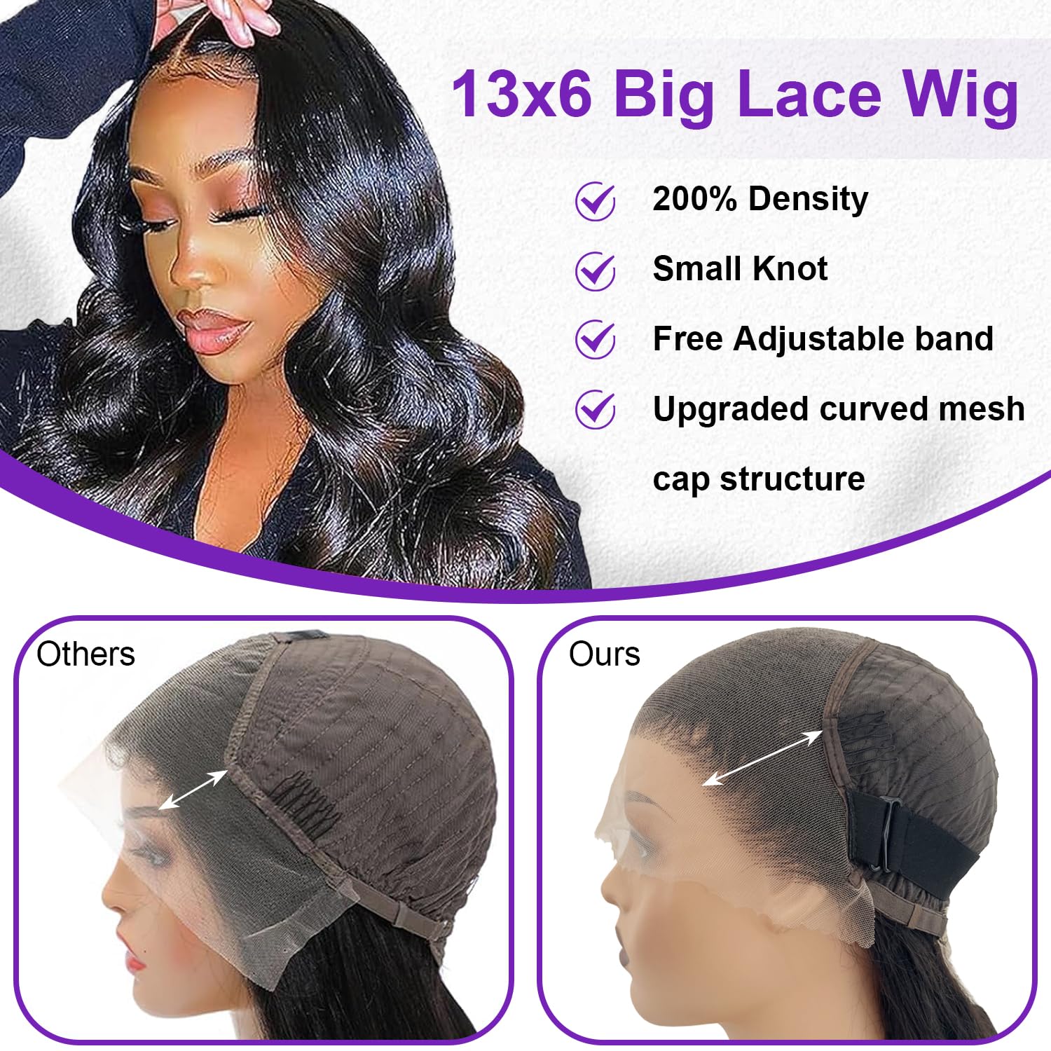 Zazumi glueless cap with adjustable straps for quick secure fitting.