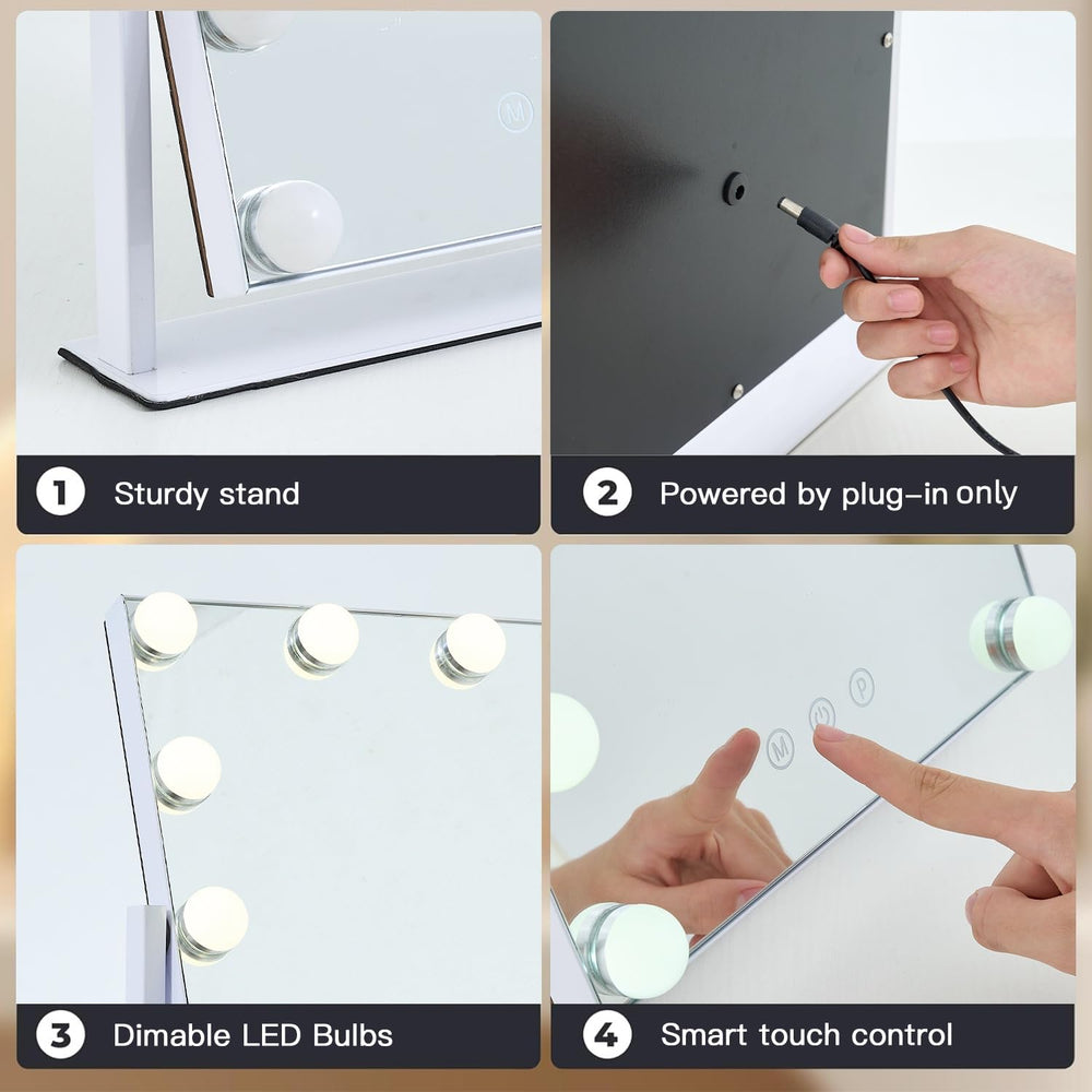 ZBOCAI vanity mirror features 360-degree rotation for flexible angle positioning.
