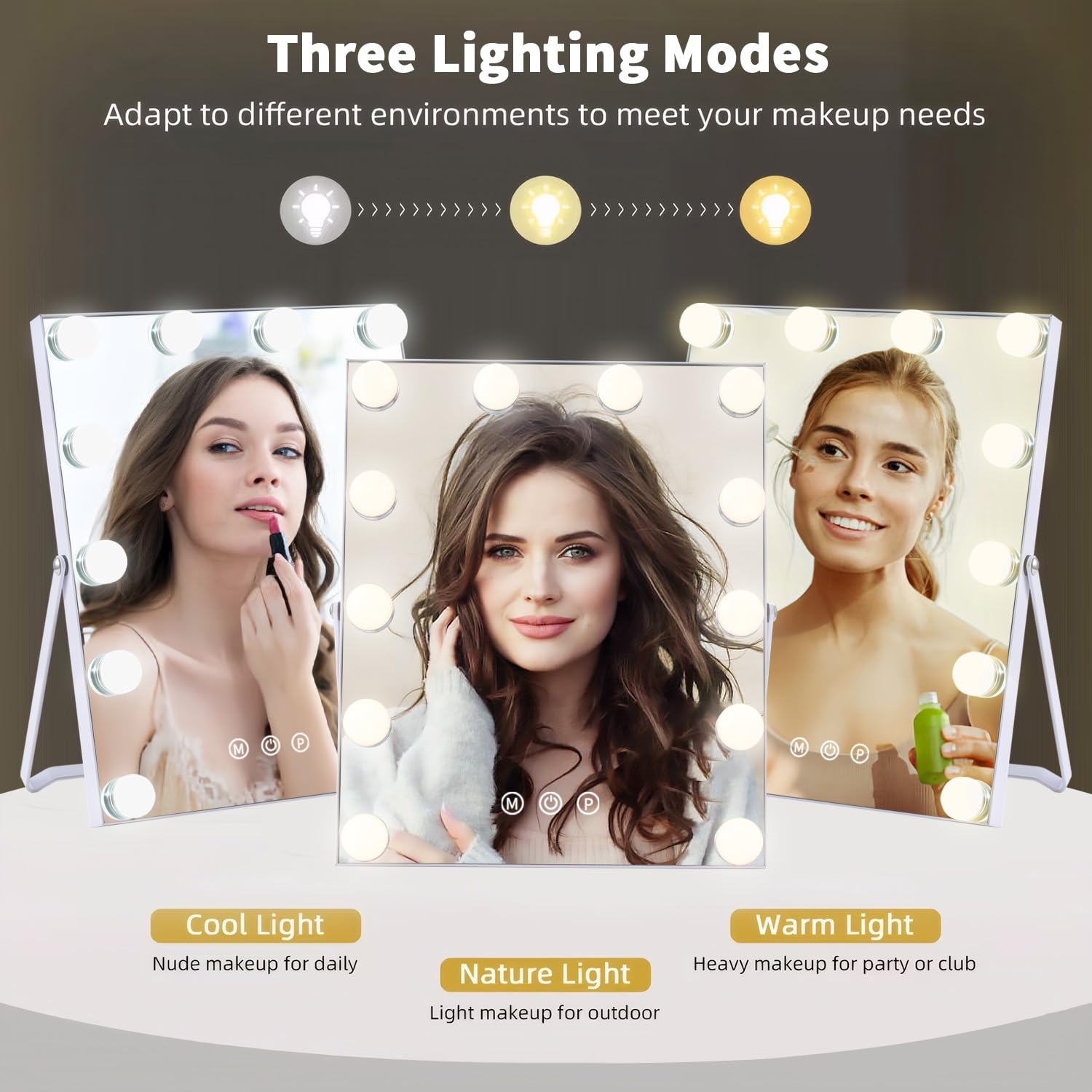 ZBOCAI lighted makeup mirror on a desk for skincare routines
