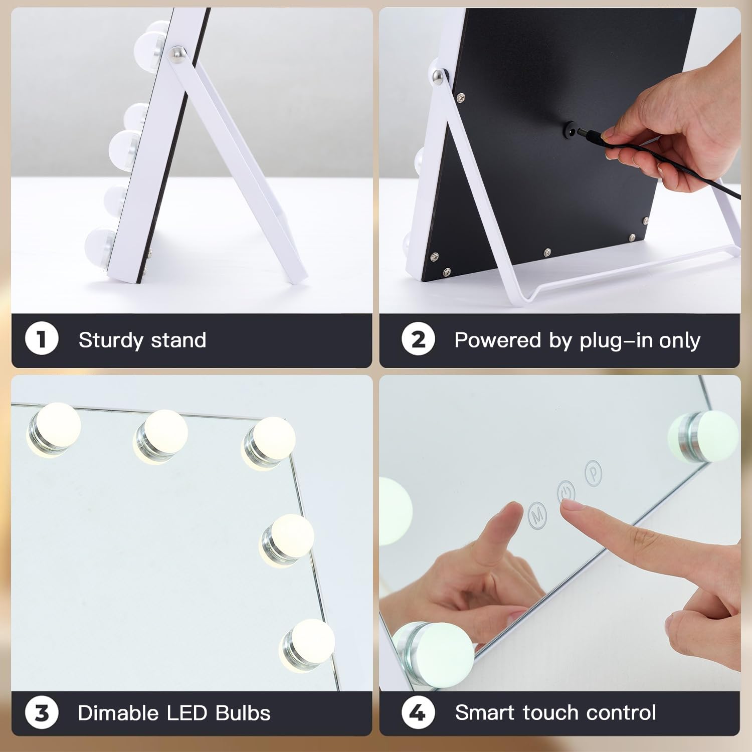 ZBOCAI tabletop vanity mirror 12x10 inch size on a compact desk