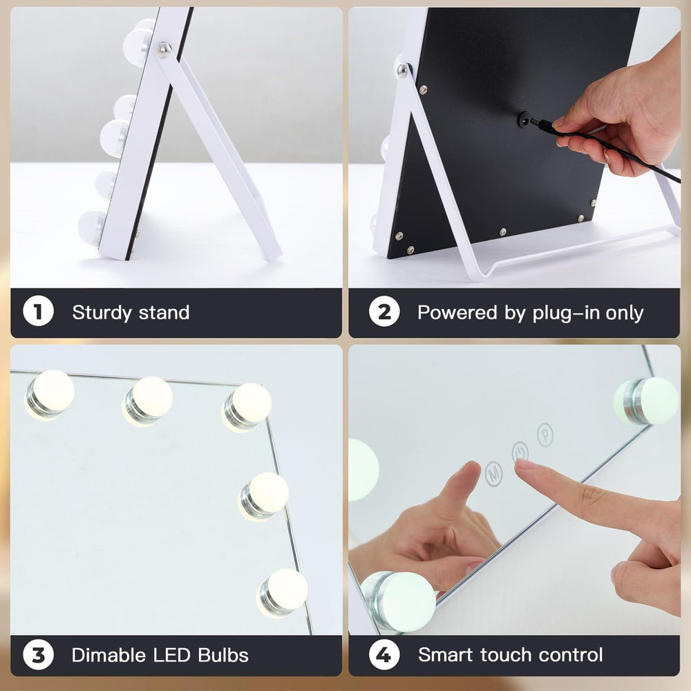 ZBOCAI tabletop vanity mirror 12x10 inch size on a compact desk