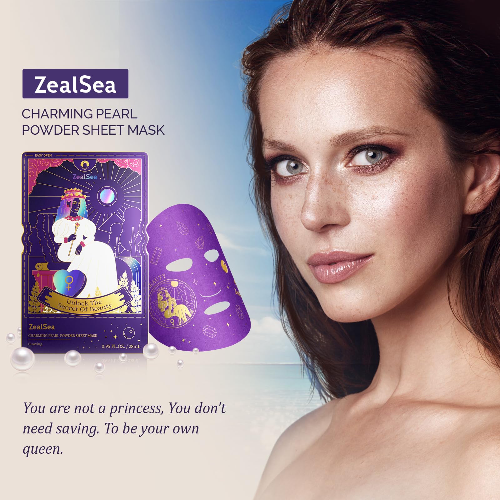 ZealSea face mask packaging box showcases a gift-ready skincare set.