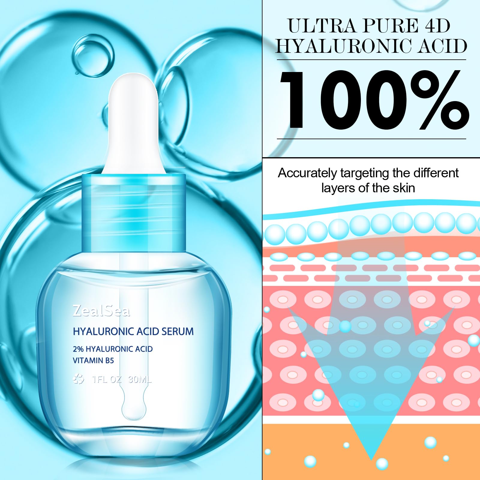 ZealSea Hyaluronic Acid Serum applied on clean skin suitable for sensitive skin routines