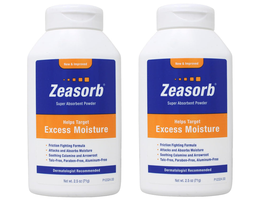 Zeasorb Excess Moisture bottle cap image showing convenient moisture control for daily use.