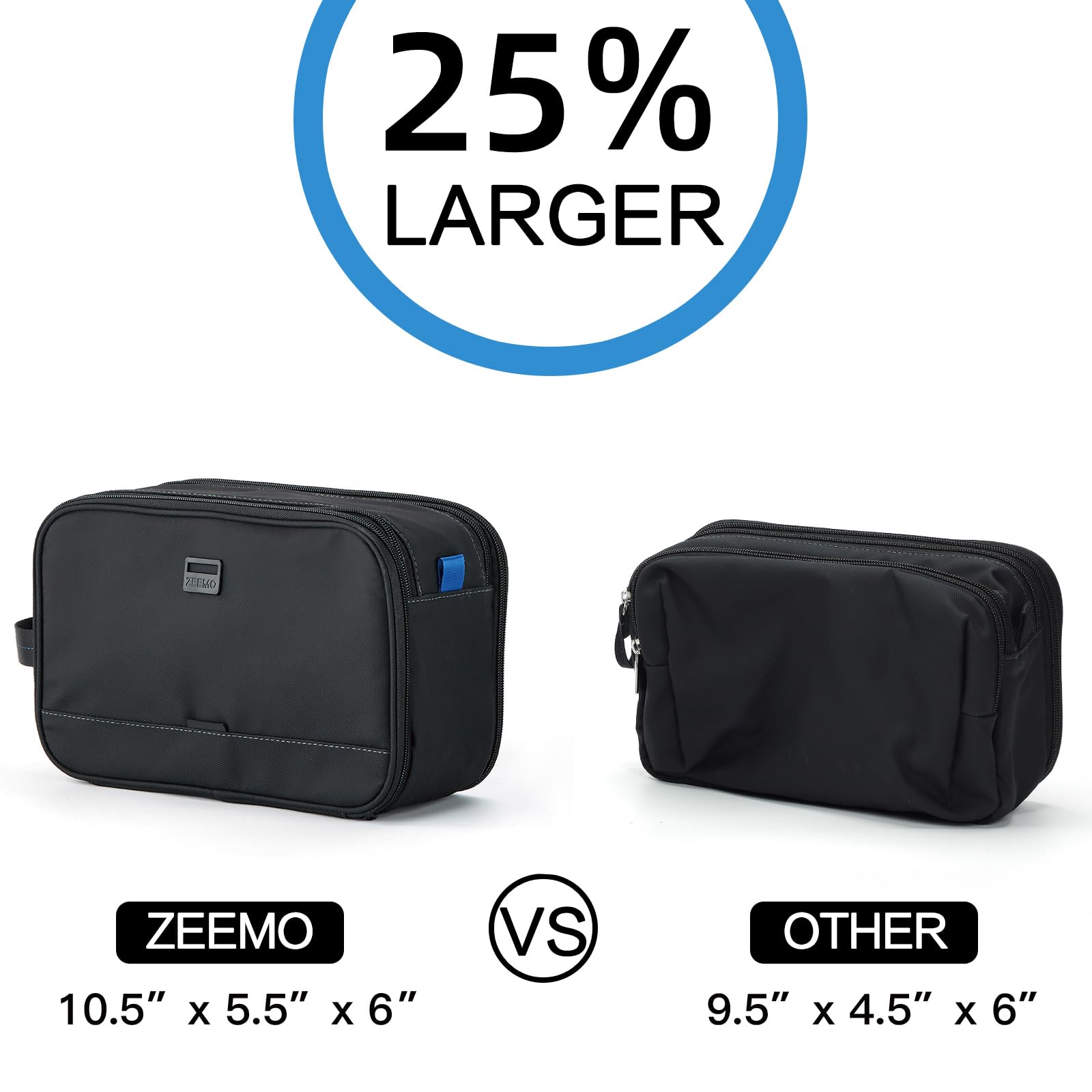 ZEEMO toiletry bag holds bathroom essentials for hotel stays or gym visits.