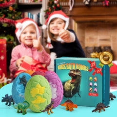Zeewoo dinosaur egg bath bombs reveal toys as they fizz, boosting imaginative play.