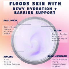 Zen Dew Moon Milk snail mucin moisturizer spread on skin for smooth texture.