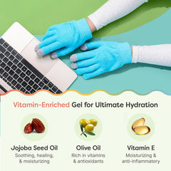 ZenToes Moisturizing Gloves media tips close-up showing touchscreen compatibility.