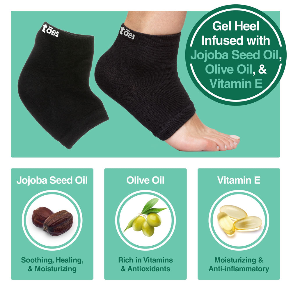 ZenToes Moisturizing Socks gel lined heel demonstrates deep moisturization for cracked heels.