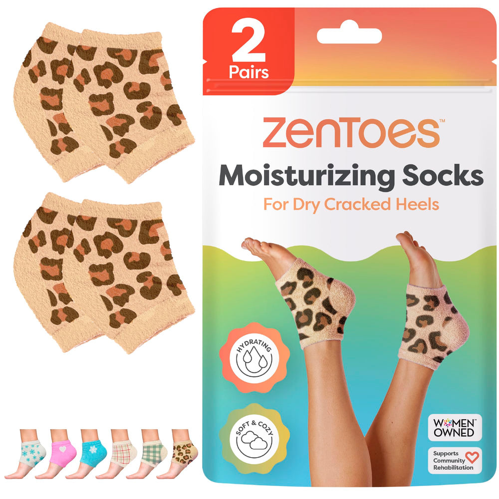 ZenToes Moisturizing Socks with open-toe design for overnight heel repair and hydration.