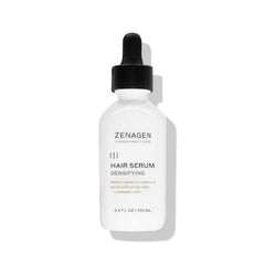 Zenagen densifying hair serum bottle shows lightweight hydration for fine hair